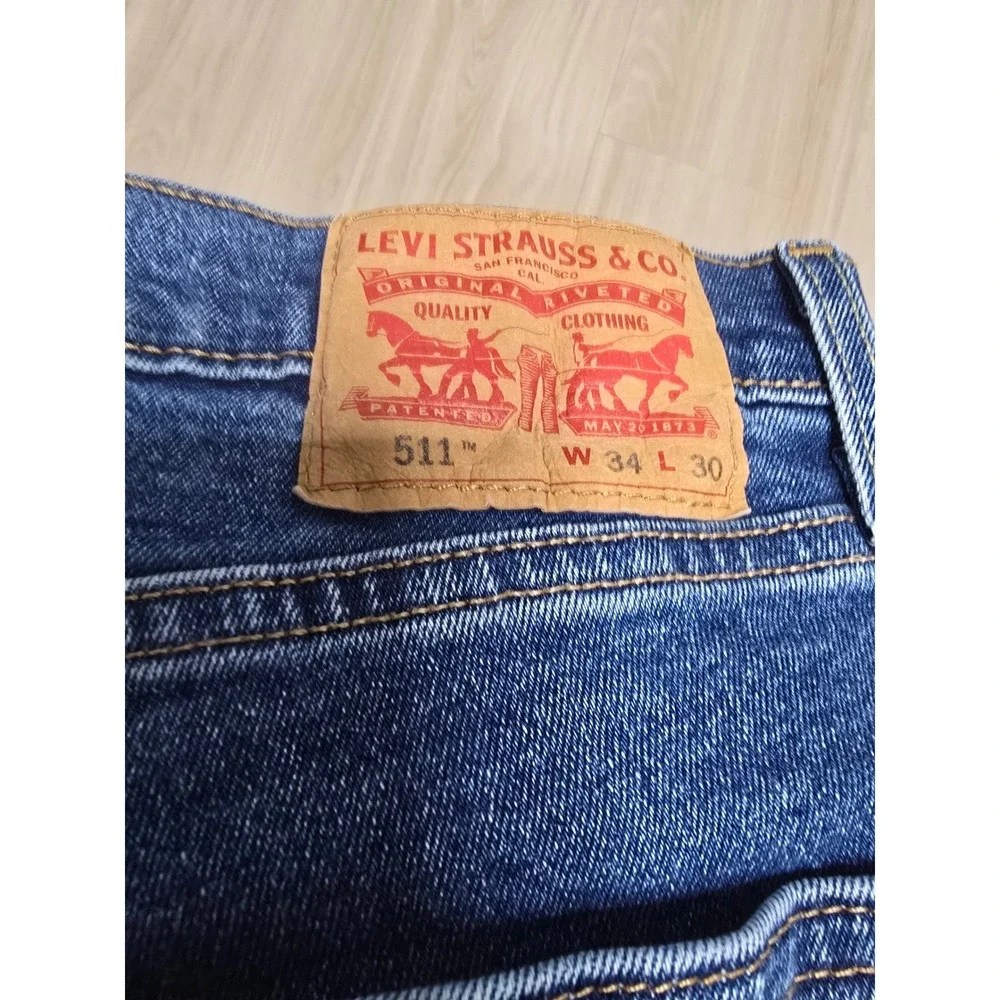 Levis 511 Slim Fit Jeans Mens 34x30 Medium Wash Blue Denim 04511-4867 - Picture 4 of 7